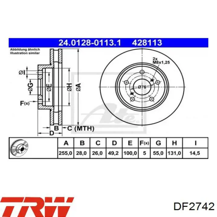 Гальмівні диски передні DF2742 TRW