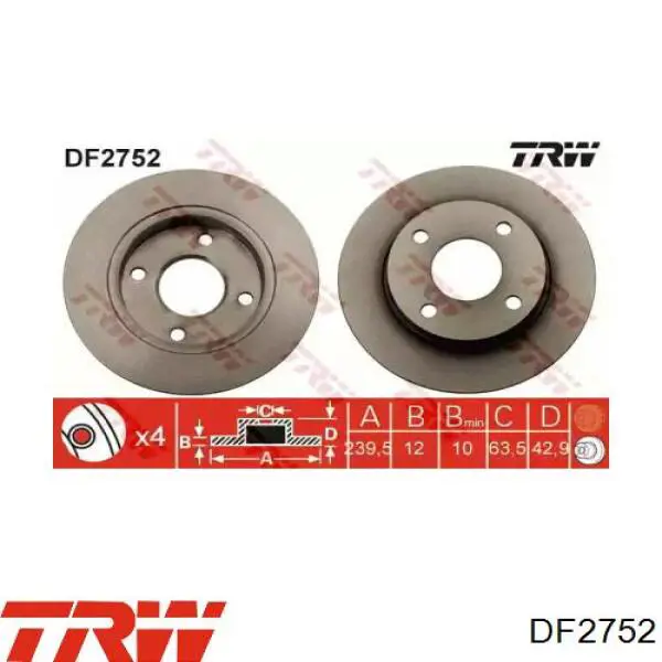 DF2752 TRW диск гальмівний передній