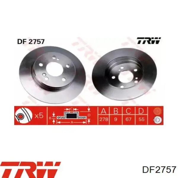 Гальмівні диски DF2757 TRW