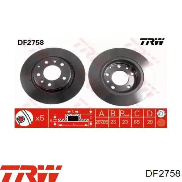Диск гальмівний передній TRW DF2758