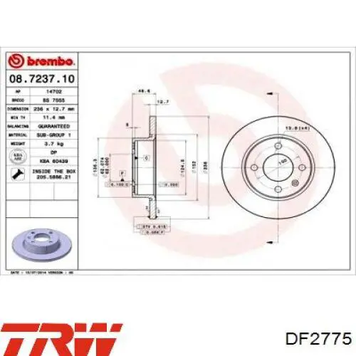 Купити DF2775 TRW Ротор гальмівний