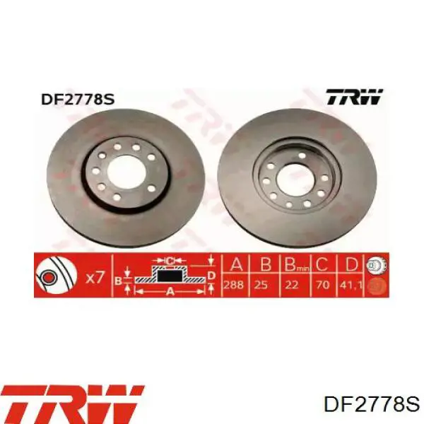Диск гальмівний передній TRW DF2778S