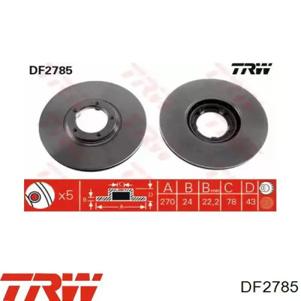 DF2785 TRW диск гальмівний передній