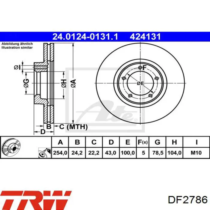 Диск гальмівний передній TRW DF2786