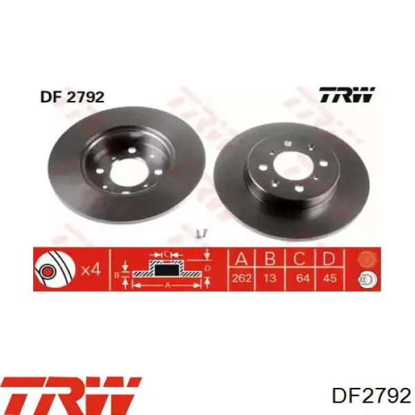 DF2792 TRW диск гальмівний передній