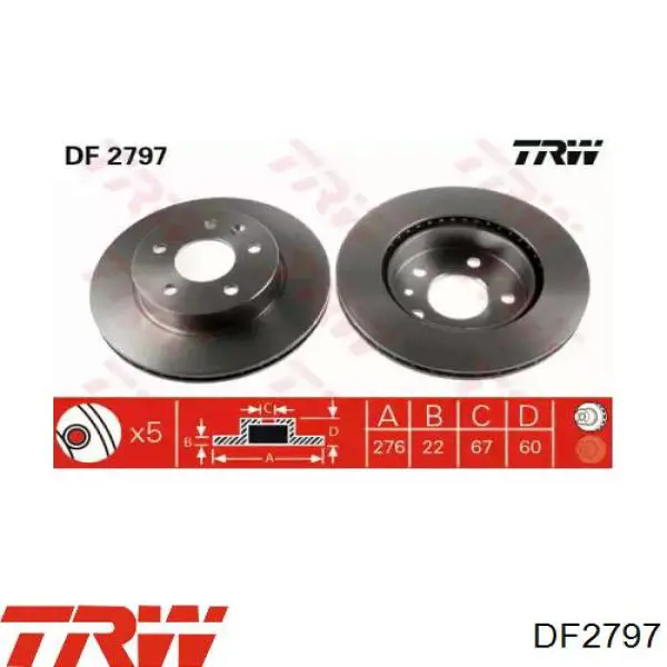 Диск гальмівний передній TRW DF2797