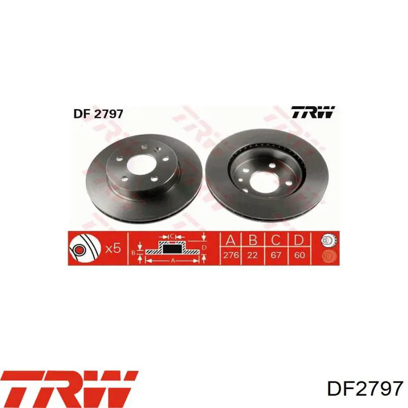 Диск переднього гальма TRW DF2797 ціна, від 38.58 USD