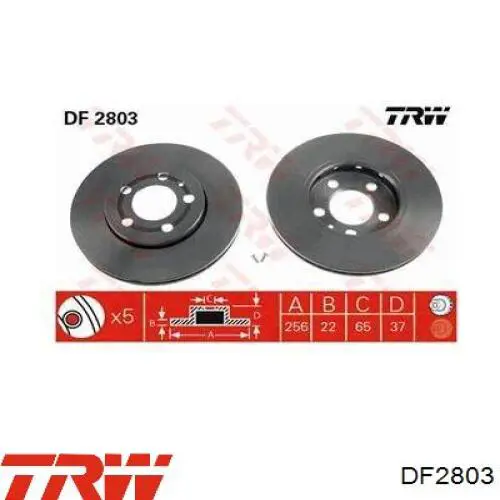 Диск переднього гальма TRW DF2803 ціна, від 34.76 USD