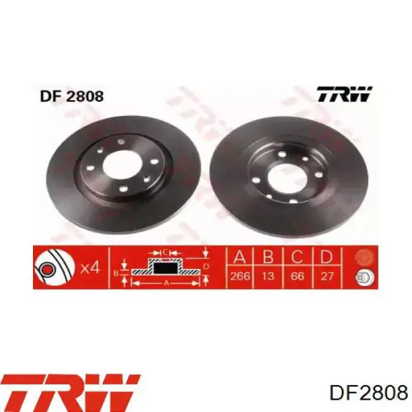 DF2808 TRW диск гальмівний передній