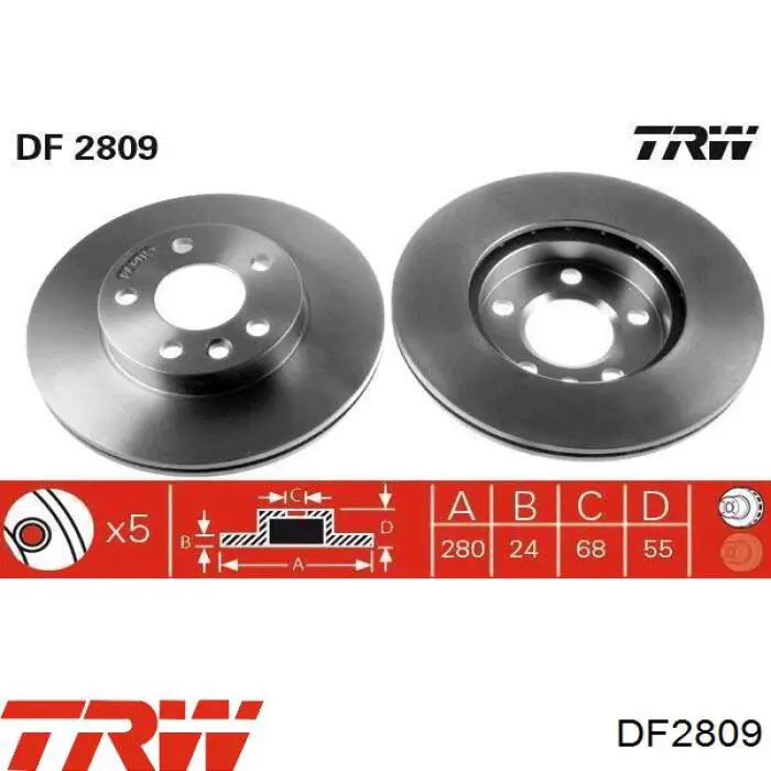 DF2809 TRW диск гальмівний передній