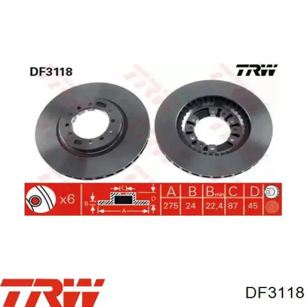 DF3118 TRW диск гальмівний передній