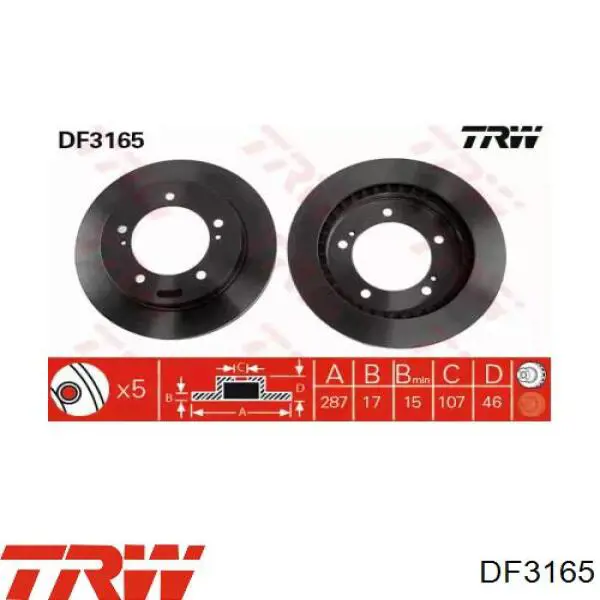 Диск переднього гальма TRW DF3165 ціна, від 27.07 USD