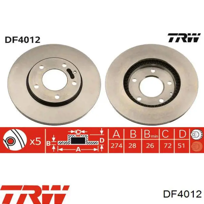 DF4012 TRW диск гальмівний передній