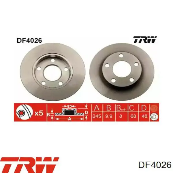 DF4026 TRW диск гальмівний задній