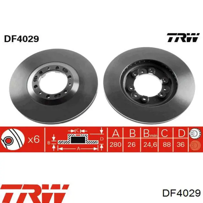DF4029 TRW диск гальмівний передній