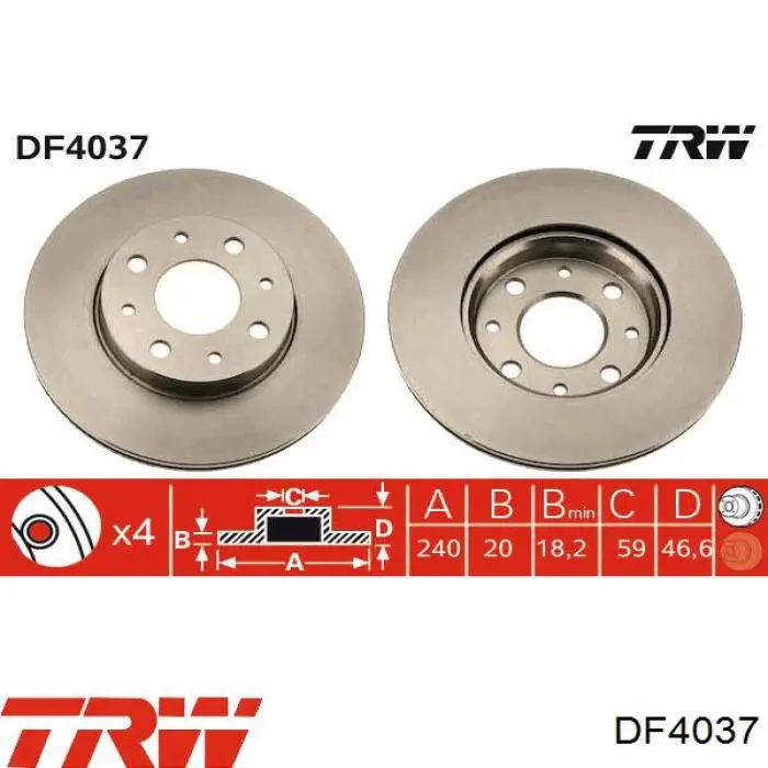 DF4037 TRW диск гальмівний передній