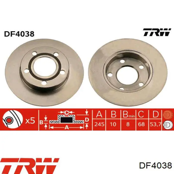Купити DF4038 TRW Диск заднього гальма