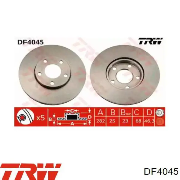 DF4045 TRW Гальмо дискове переднє
