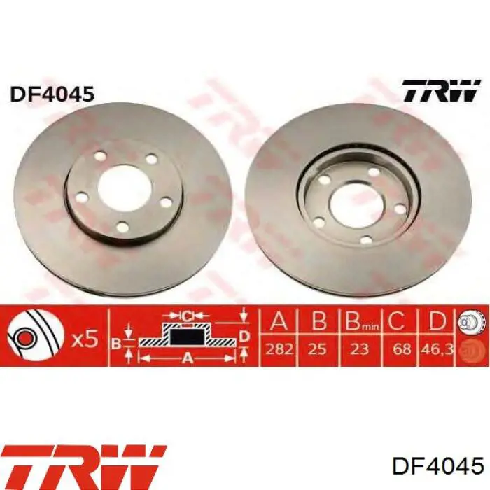 Диск гальмівний передній DF4045 TRW