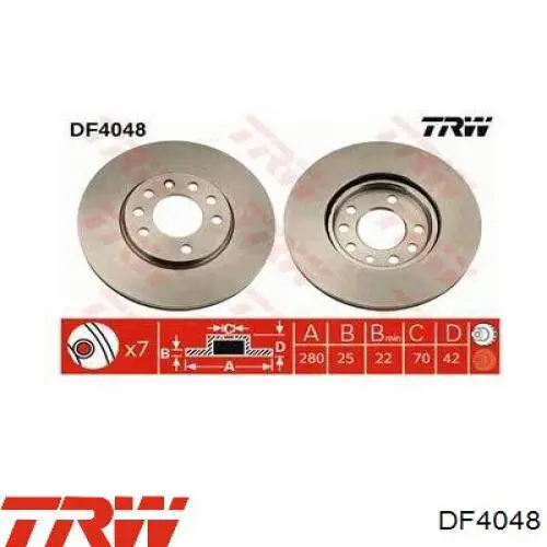 DF4048 TRW диск гальмівний передній