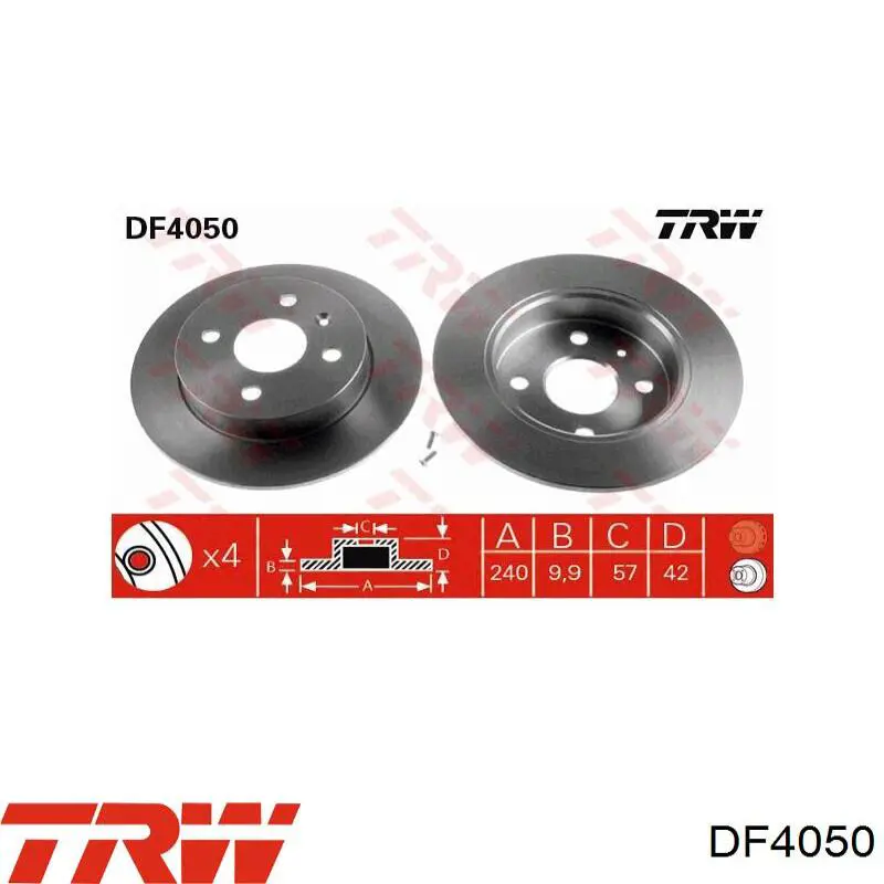 DF4050 TRW диск гальмівний задній
