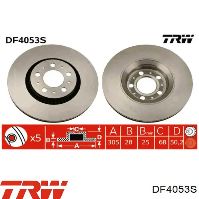 DF4053S TRW диск гальмівний передній