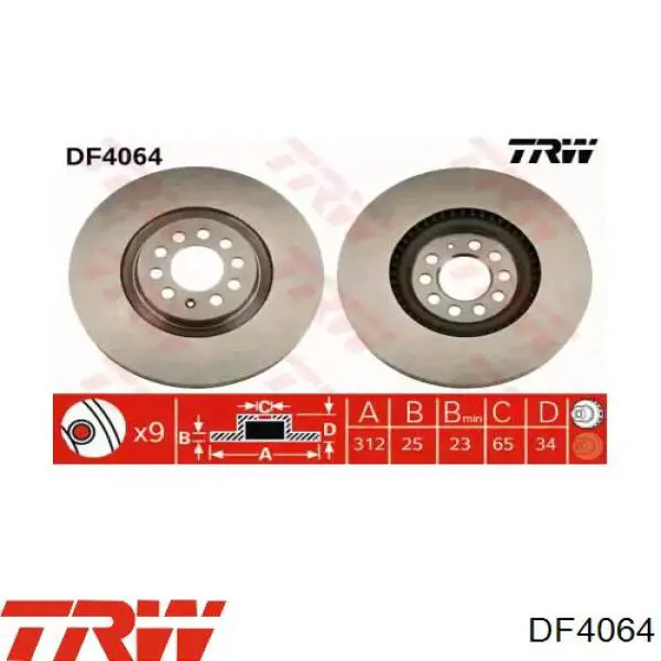 DF4064 TRW Гальмо дискове переднє