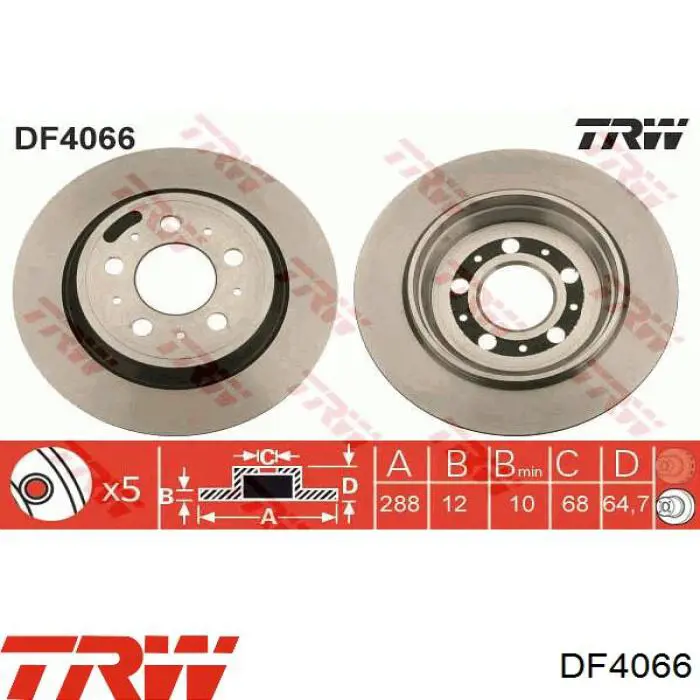 DF4066 TRW диск гальмівний задній