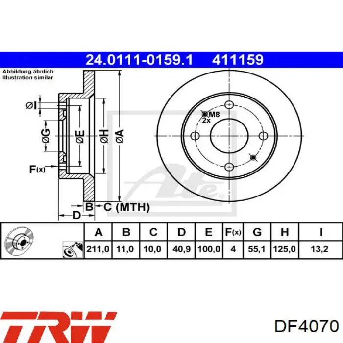 Гальмівні диски передні DF4070 TRW