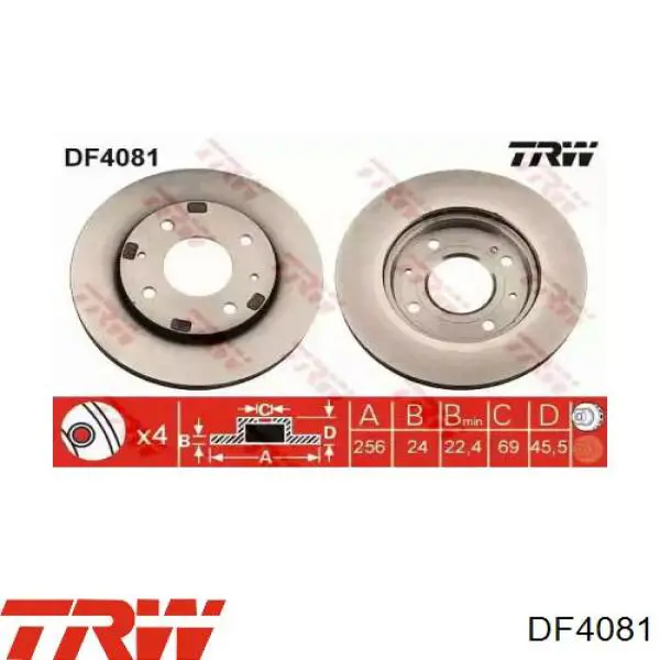 Диск гальмівний передній TRW DF4081