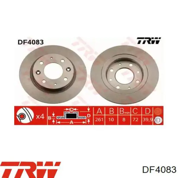 Задні дискові гальма TRW DF4083 ціна, від 26.33 USD