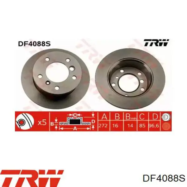 Диск гальмівний задній TRW DF4088S