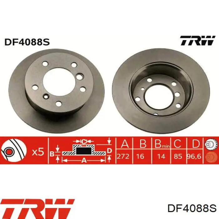 Диск гальмівний задній DF4088S TRW