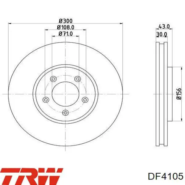 Диск гальмівний передній TRW DF4105