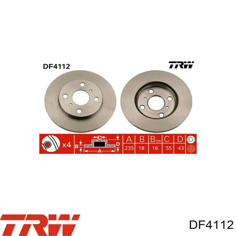 DF4112 TRW диск гальмівний передній