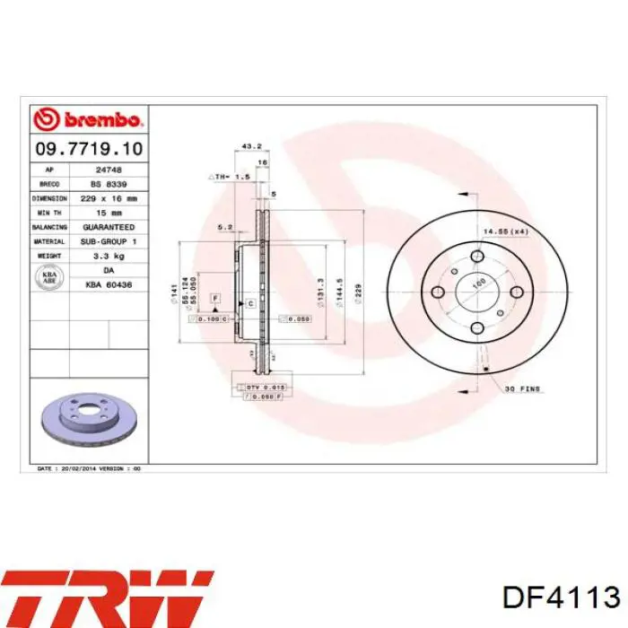 Купити DF4113 TRW Ротор гальмівний