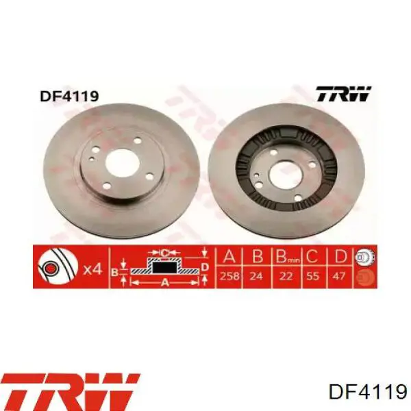 DF4119 TRW диск гальмівний передній