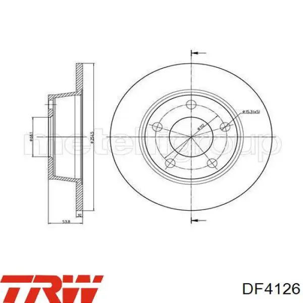 Диск гальмівний задній TRW DF4126
