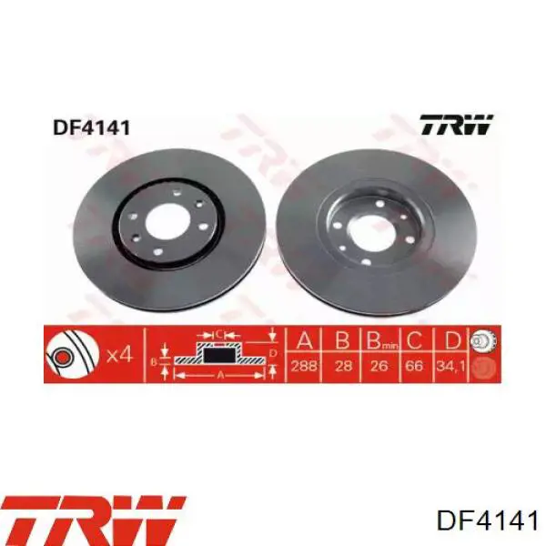DF4141 TRW Гальмо дискове переднє
