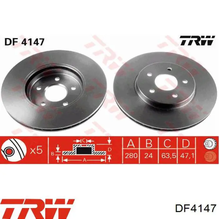 Диск гальмівний передній DF4147 TRW