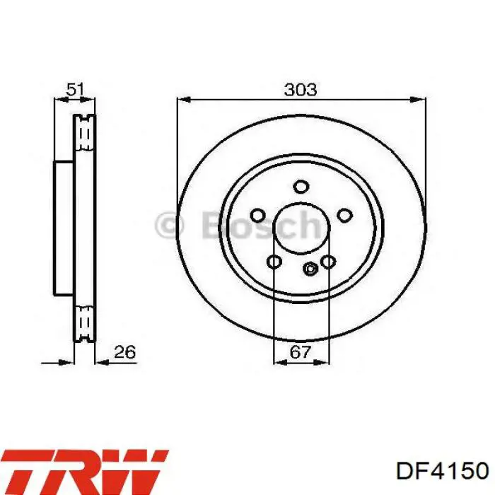 Диск гальмівний передній TRW DF4150