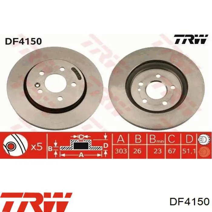 Диск переднього гальма TRW DF4150 ціна, від 38.33 USD