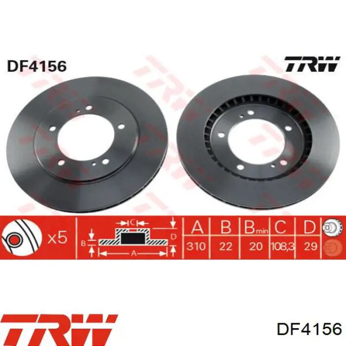 Диск переднього гальма TRW DF4156 ціна, від 36.50 USD