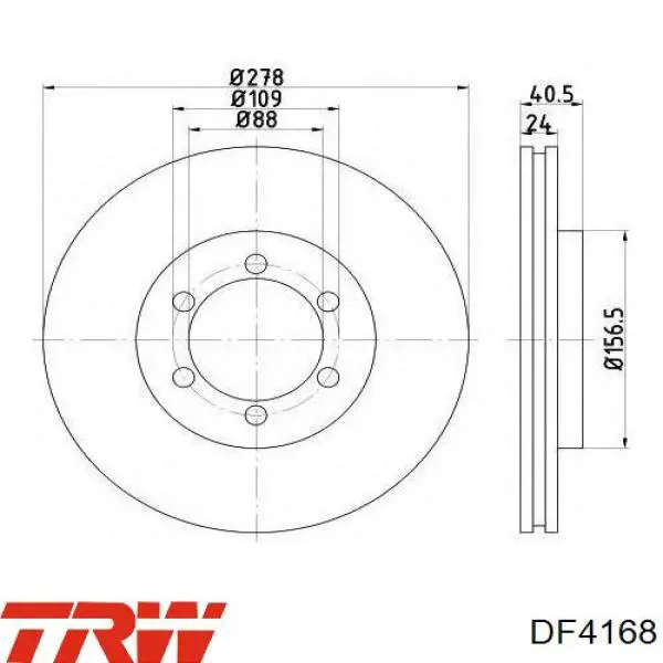Диск гальмівний передній TRW DF4168