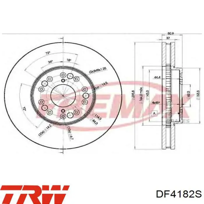 Диск гальмівний передній TRW DF4182S