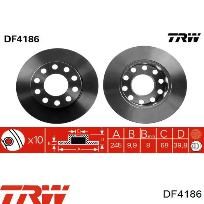 Купити DF4186 TRW Диск заднього гальма