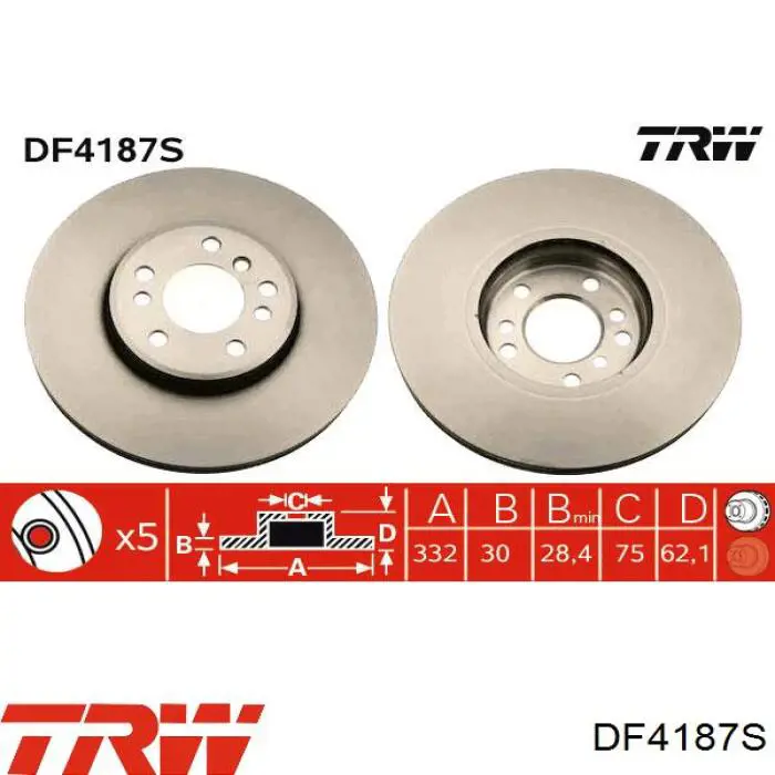 DF4187S TRW диск гальмівний передній