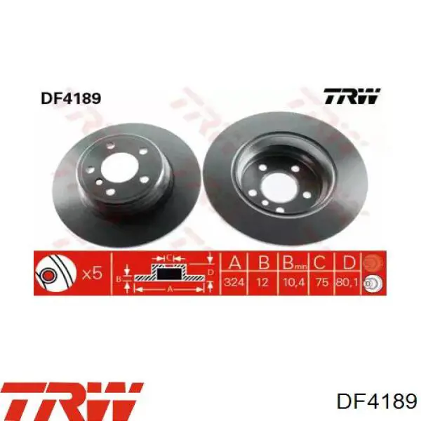 DF4189 TRW диск гальмівний задній