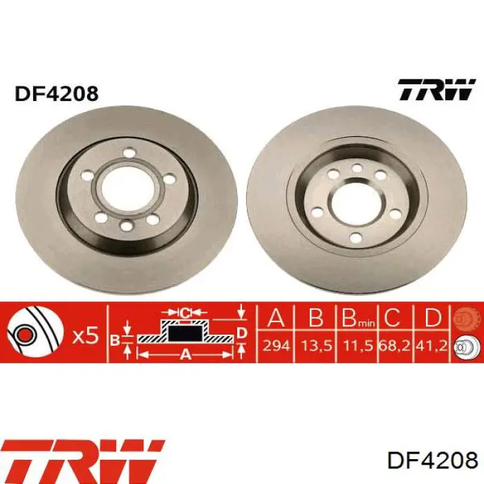 Гальмівні диски DF4208 TRW