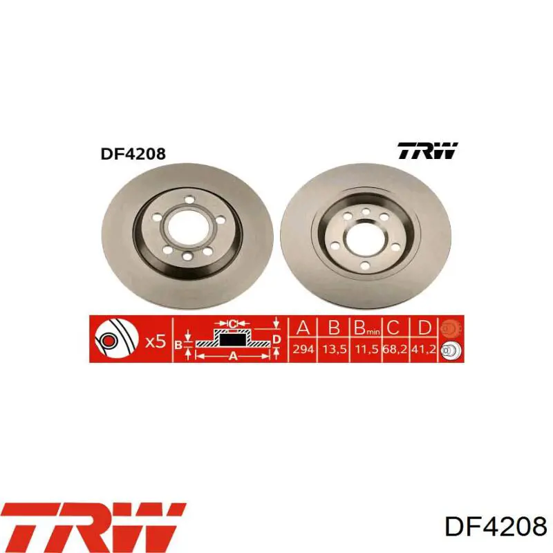 Купити DF4208 TRW Диск заднього гальма